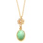 Emerald and Cubic Zirconia Flower Pendant Necklace