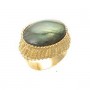 Gold Vermeil Labradorite Oval Tooled  Adjustable Ring