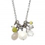 Taishou White Agate Coin Multi Stone Dangle Necklace