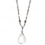 Tomei Clear Quartz Pearl Briolette Pendant on Multi Stone Necklace