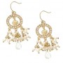 Heart Earrings with Rhinestone Inlay, Faux Pearl Clusters & Clear Glass Drop